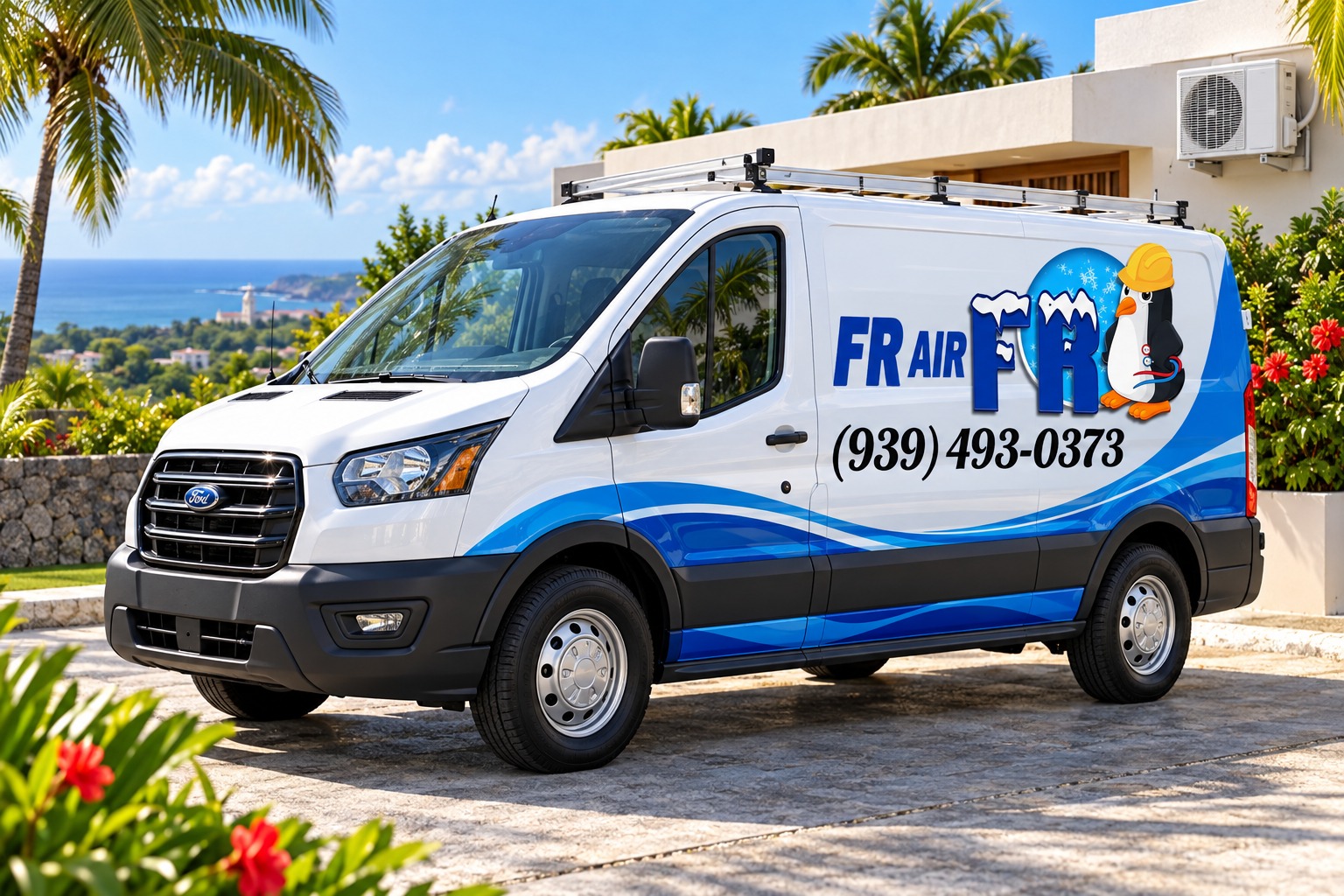 Branded FR Air service van illustration in Puerto Rico